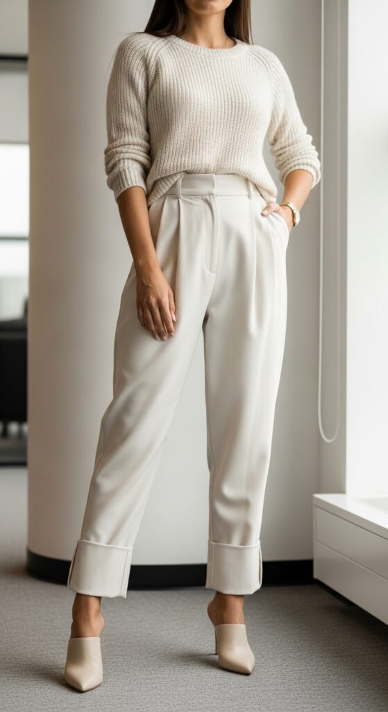 12 Fresh Baggy Pants Outfits for Comfort and Style 10 Knit Sweater Tuck