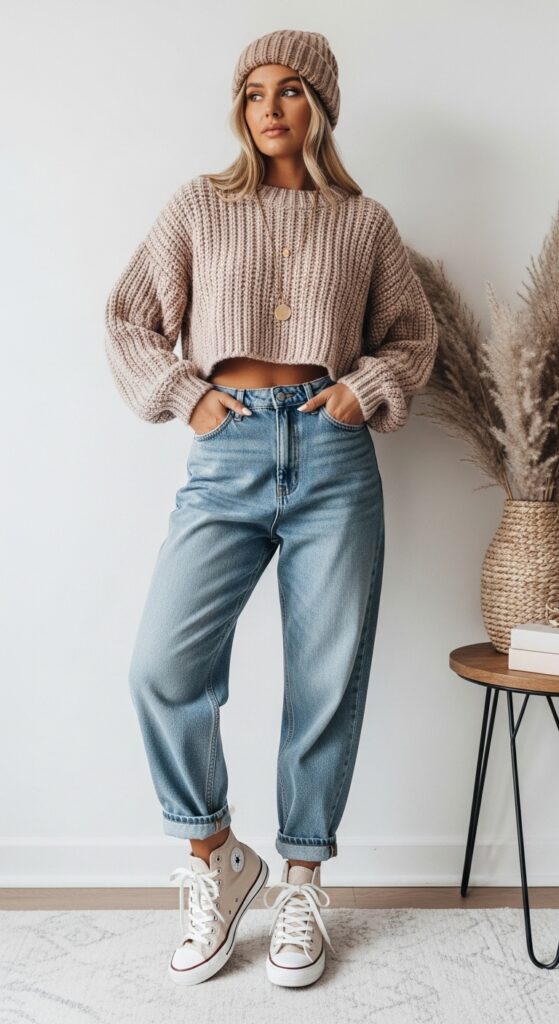 Knitted Sweater and Sneakers