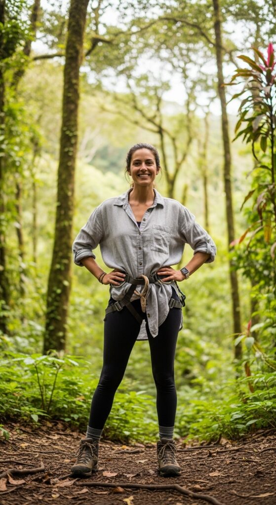 10 Stylish Hawaii Outfit Ideas for Your Island Escape 9 Linen Shirt and Leggings