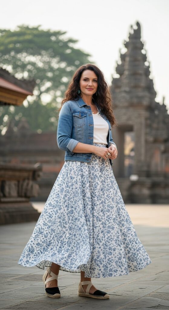 What to Wear in Japan: 12 Stylish Outfit Ideas for Your Trip 9 Maxi Skirt and Tee with Espadrilles