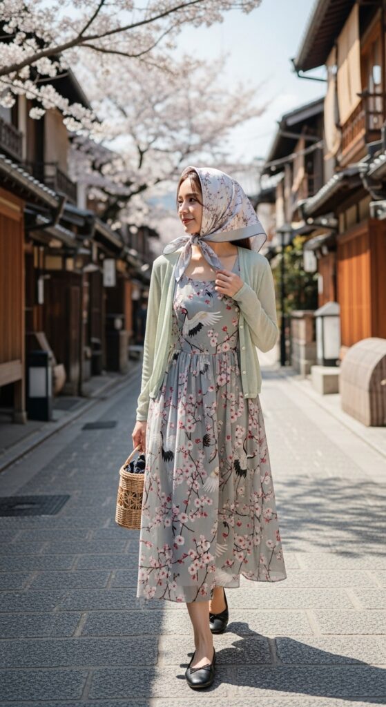 What to Wear in Japan: 12 Stylish Outfit Ideas for Your Trip 5 Midi Dress with Cardigan and Flats