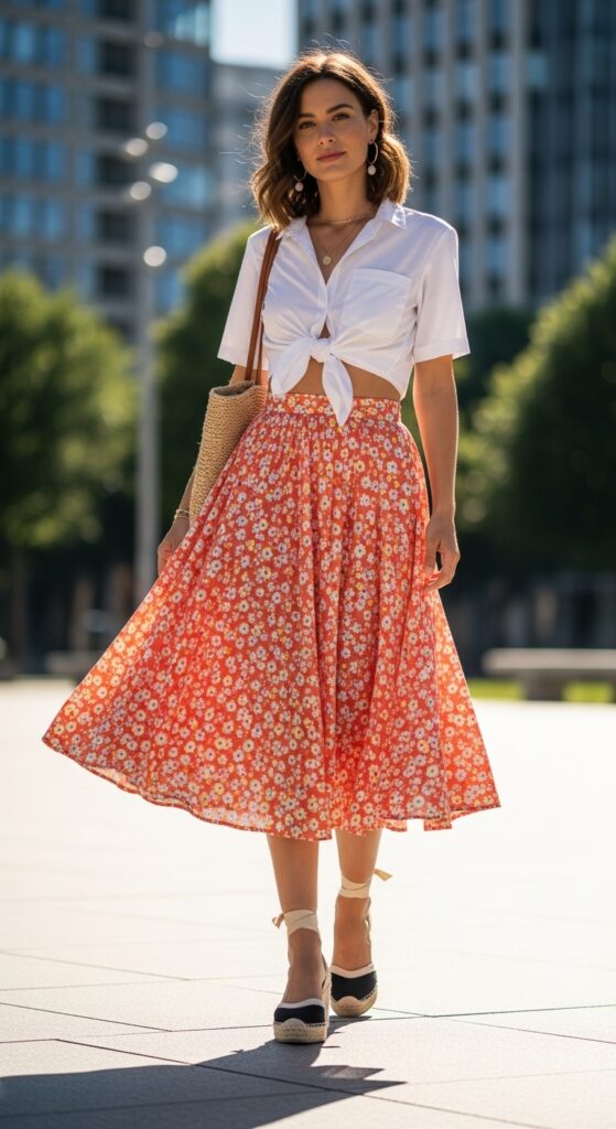 Midi Skirt and Crop Shirt