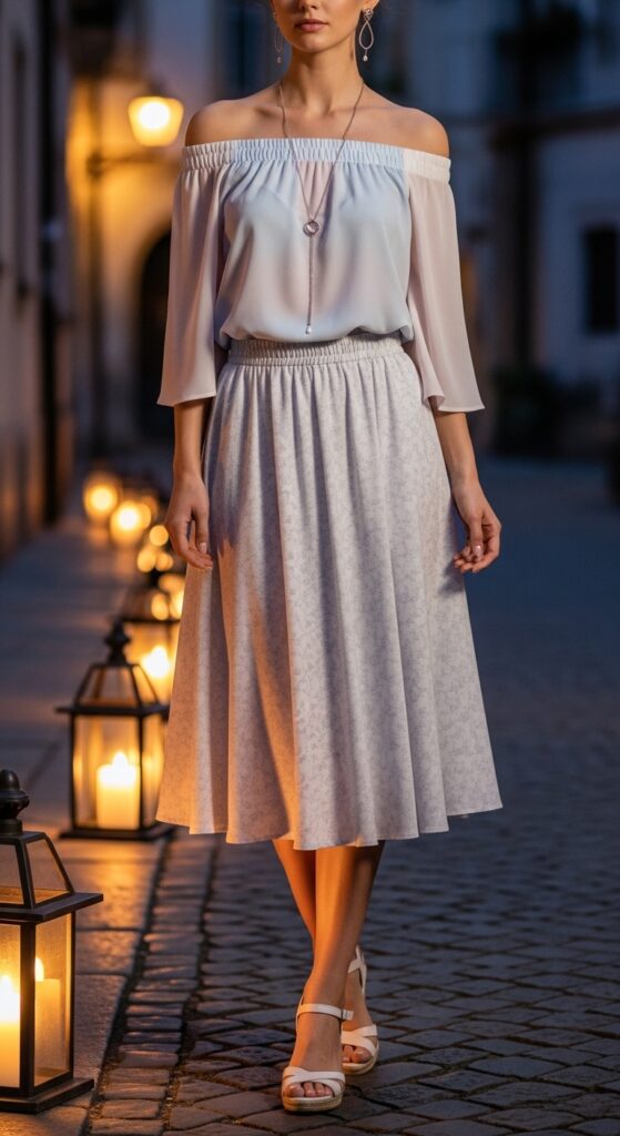 Off-Shoulder Blouse and Skirt