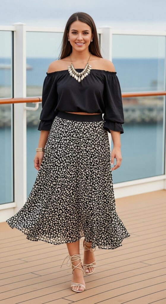 Off-the-Shoulder Top and Skirt Feminine and Fun