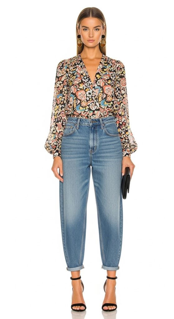 Printed Blouse and Heels