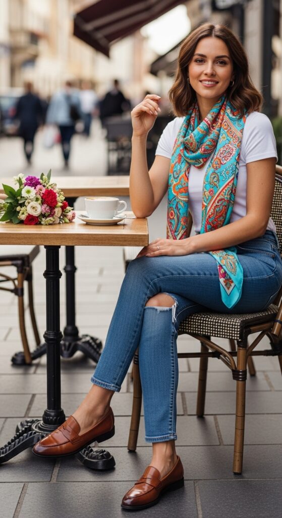 Scarf and Denim Look