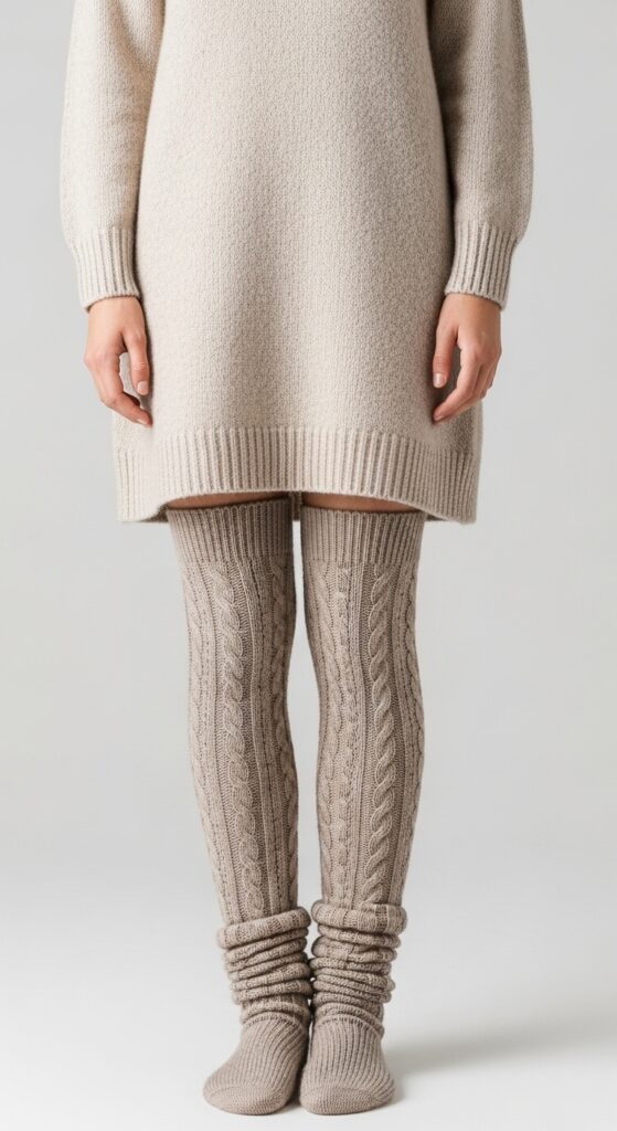 Soft Sweater Dress with Knit Tights