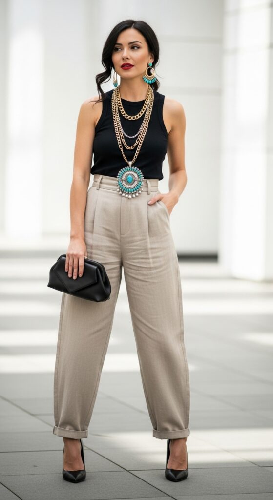 12 Fresh Baggy Pants Outfits for Comfort and Style 14 Statement Jewelry Focus