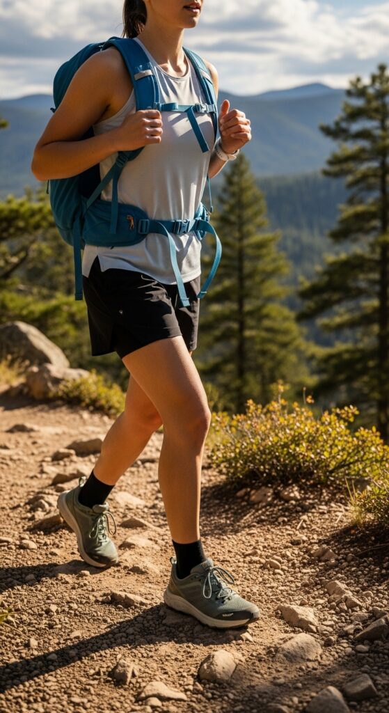 Tank and Hiking Shorts with Trainers