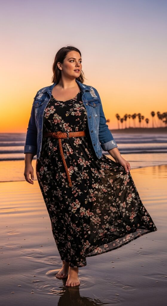 12 Plus Size Fall Beach Outfits for the Confidently Curvy Traveler 8 The Breezy Maxi Dress Look