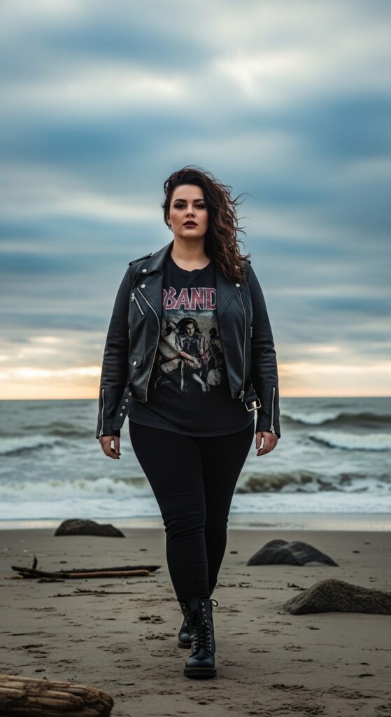 12 Plus Size Fall Beach Outfits for the Confidently Curvy Traveler 12 The Edgy Coastal Look