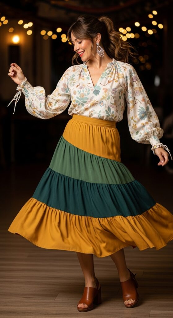 Tiered Skirt and Blouse