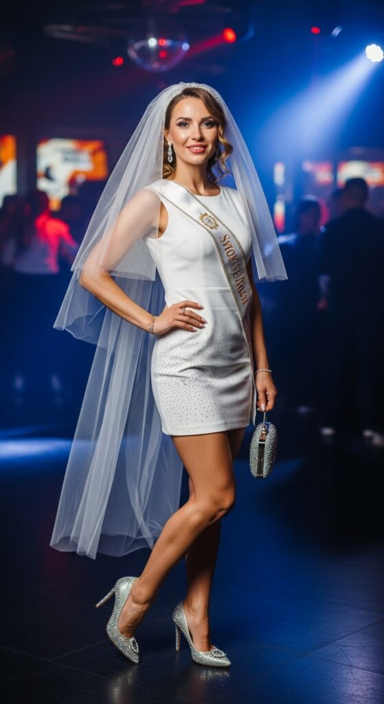 White Mini Dress with Veil