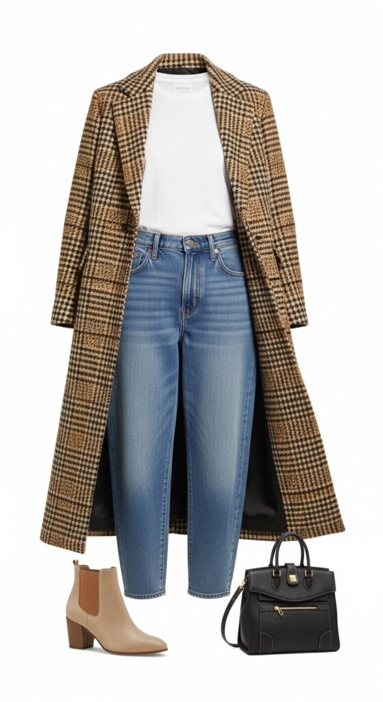 White Tee and Long Coat