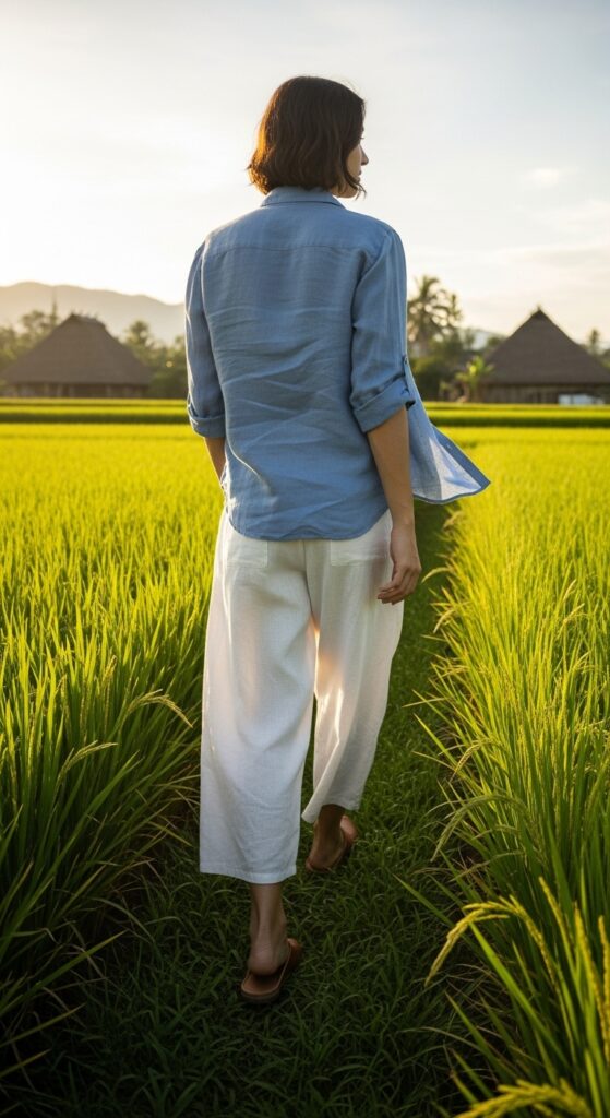 Wide-Leg Pants and Button-Up Shirt