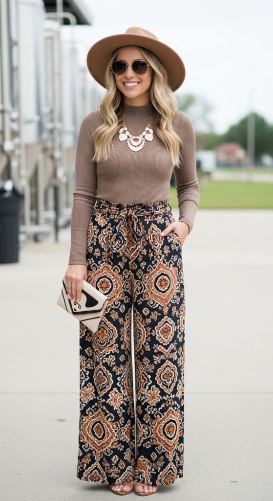 Wide-Leg Pants and Fitted Top Trendy and Comfortable
