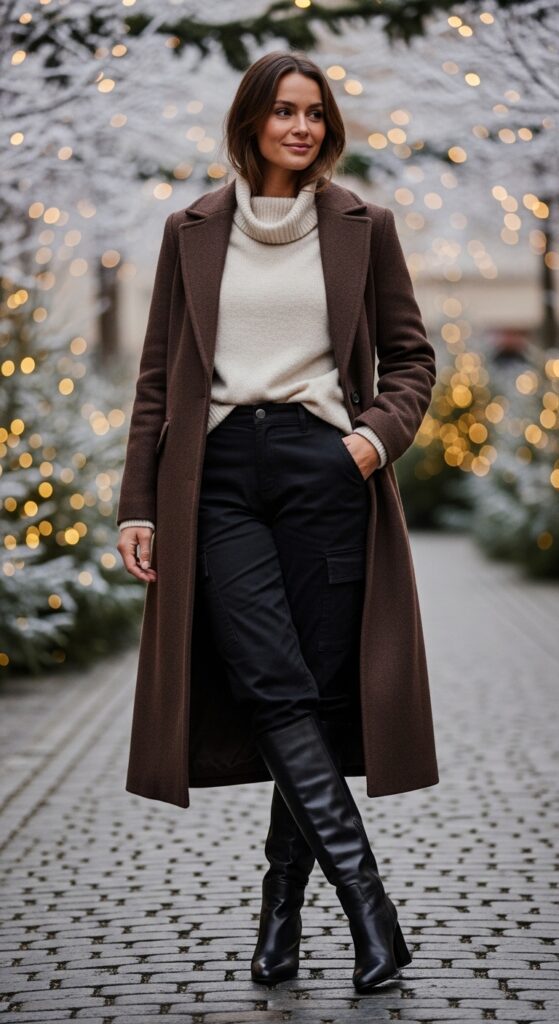 14 Chic Black Cargo Pants Outfits for Effortless Style 18 Winter Coat Ensemble