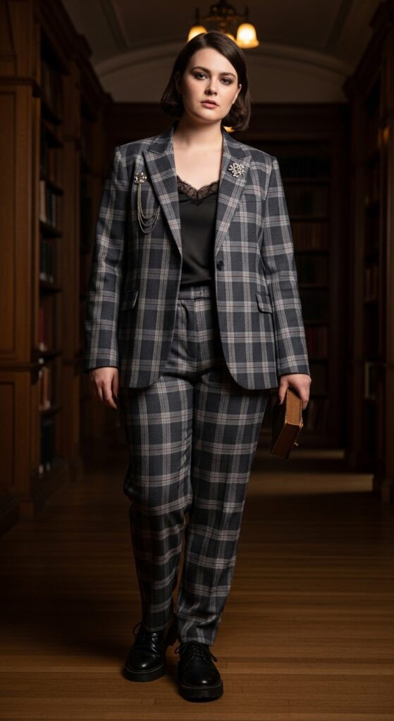 Dark Academia Plaid Suit