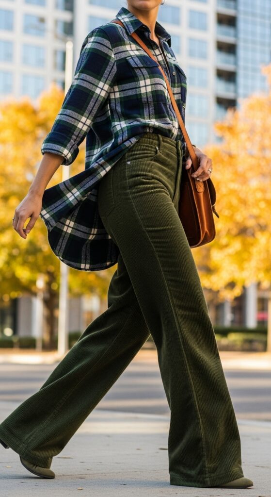 High-Rise Corduroy Pants and Flannel