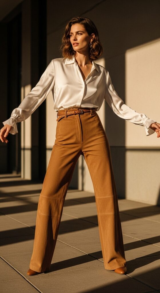 12 Plus Size Winter to Spring Outfits Curvy Women Will Love 16 Mix Textures Suede and Silk