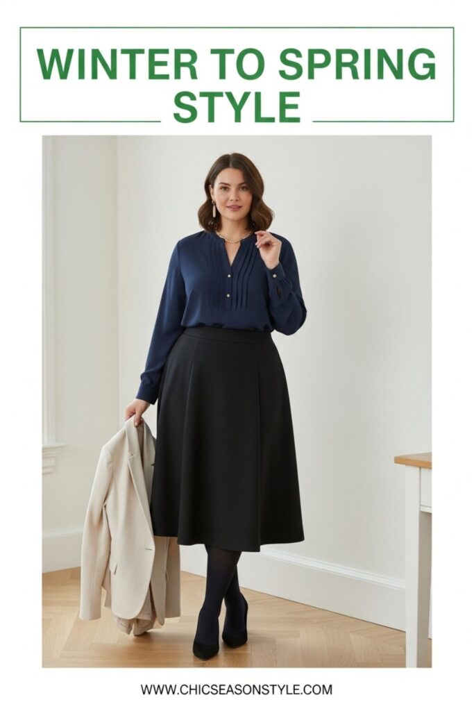 12 Plus Size Winter to Spring Outfits Curvy Women Will Love 1 Plus Size Winter to Spring Outfits 12 Transition Looks