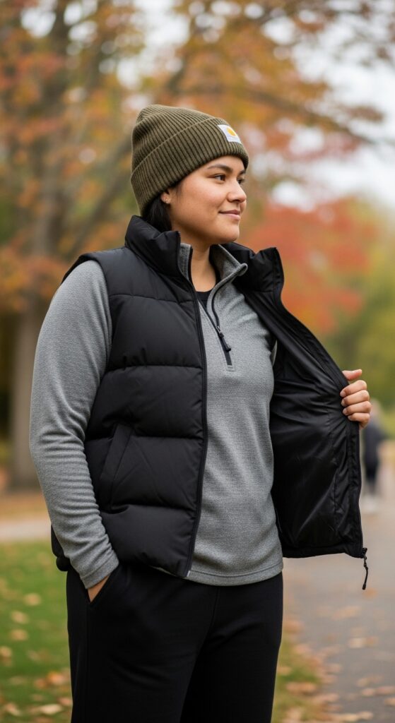 Puffer Vest and Beanie