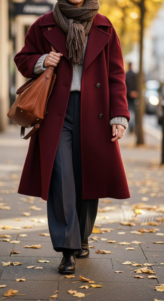 12 Plus Size Winter Work Outfits That Curvy Women Love 12 Statement Coat over Sweater and Pants