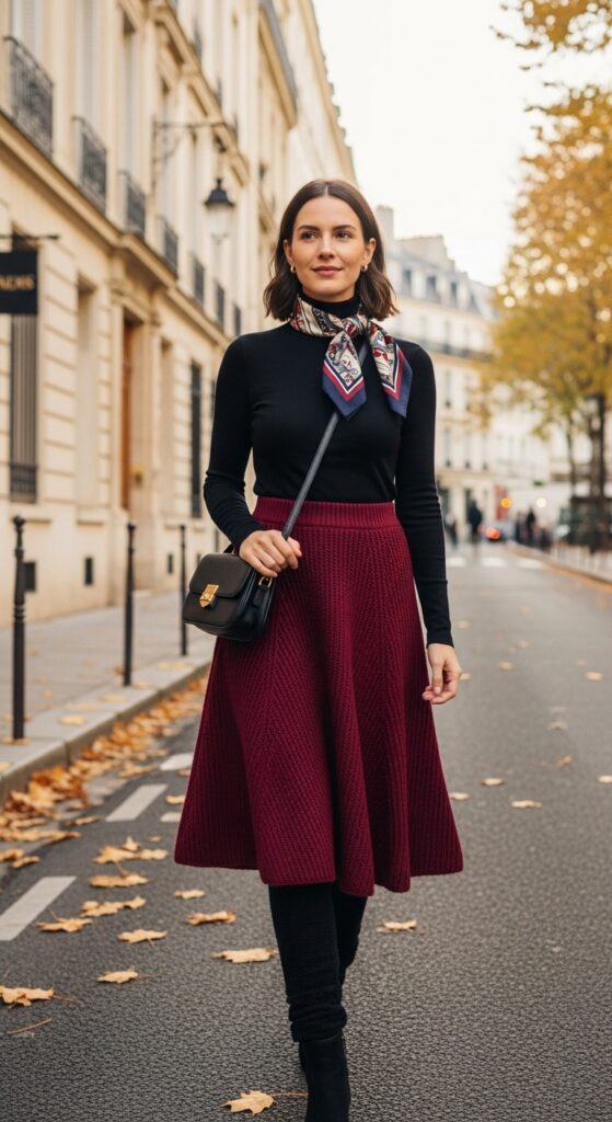12 Plus Size Winter Paris Outfits That Curvy Women Love 9 The A-Line Knit Midi Skirt