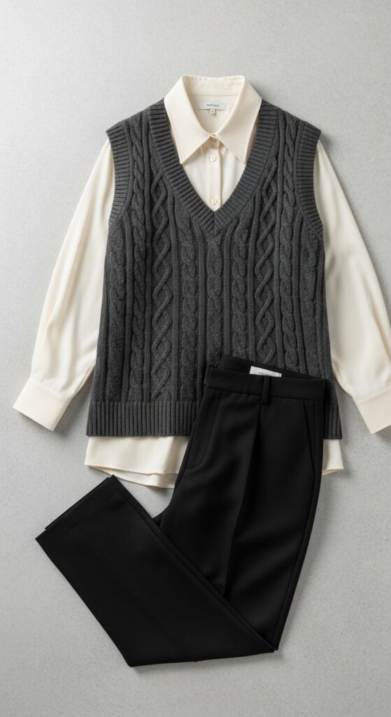 12 Plus Size Winter Corporate Outfits Curvy Women Love 8 The Blouse Under the Sweater Vest