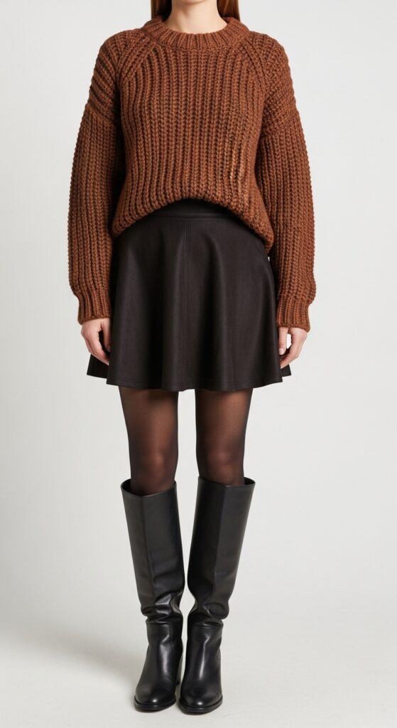 The Chunky Sweater & Faux Suede Skirt