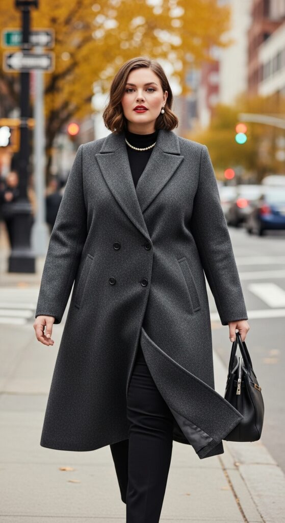 12 Plus Size Winter Paris Outfits That Curvy Women Love 3 The Classic Tailored Wool Coat