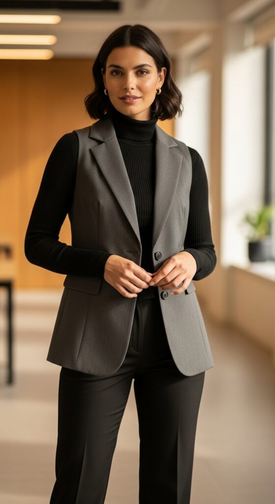 The Collared Blazer Vest Look