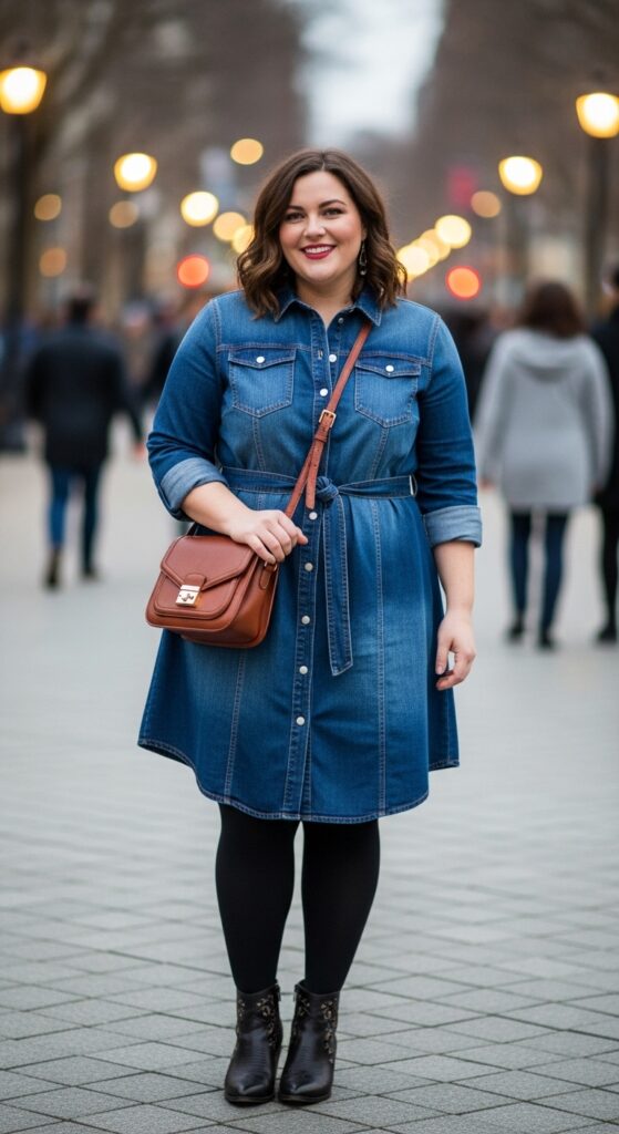 The Denim Dress with Tights