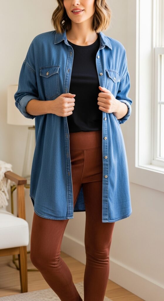 The Denim Tunic and Faux Suede Leggings