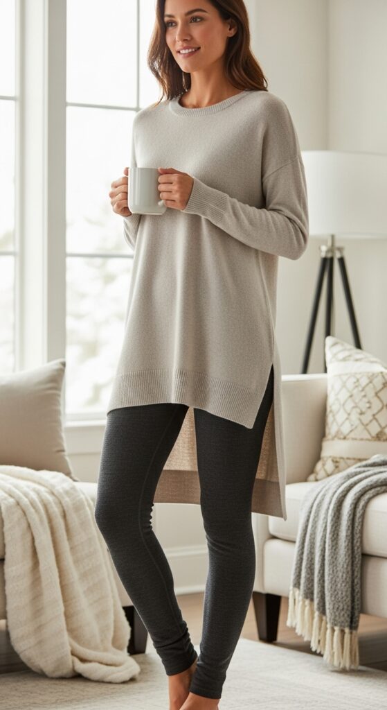 12 Plus Size Winter Legging Outfits Curvy Women Love 2 The High-Low Tunic and Fleece-Lined Leggings