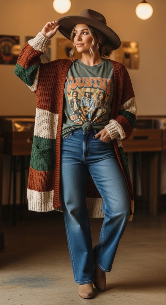 The Long Cardigan & Graphic Tee