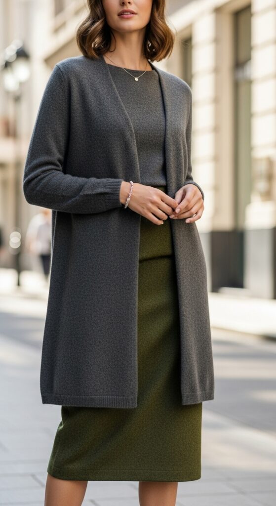 12 Plus Size Winter Corporate Outfits Curvy Women Love 5 The Longline Cardigan and Pencil Skirt