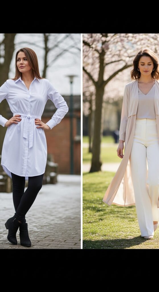 12 Plus Size Winter to Spring Outfits Curvy Women Will Love 15 The Shirtdress with Leggings