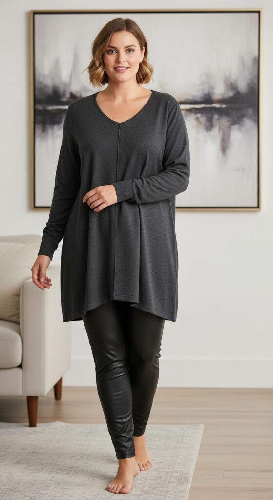 The Tunic Top with Faux Leather Leggings
