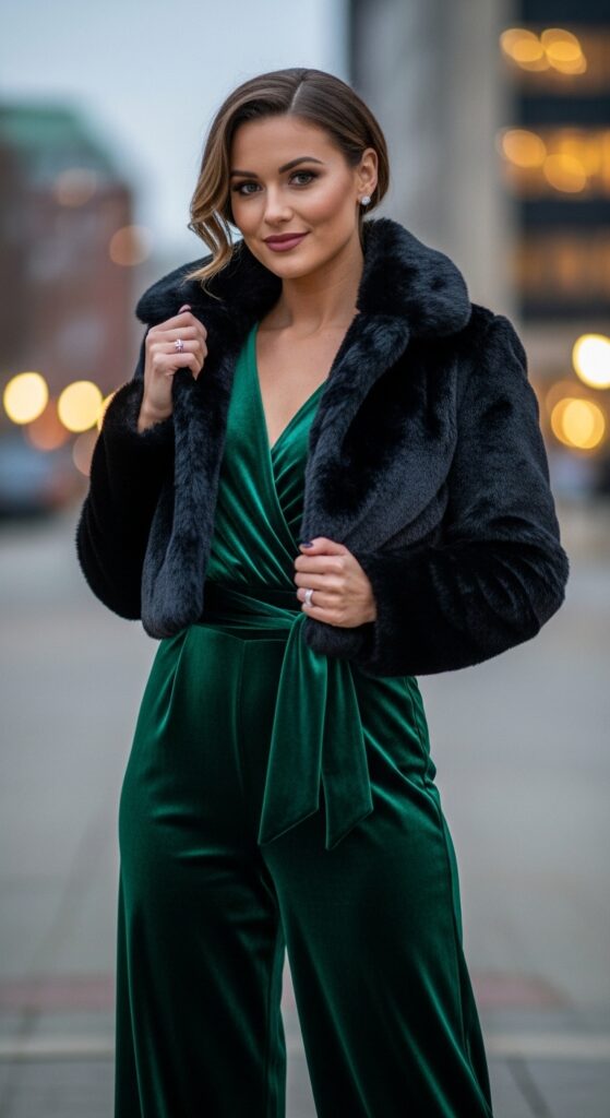 12 Plus Size Winter Going Out Outfits Curvy Women Love 3 The Velvet Jumpsuit with Faux Fur