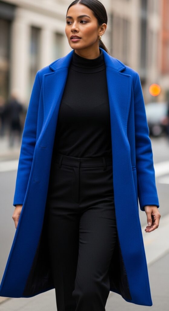 12 Plus Size Winter Outfits For Black Women (Cold Weather) 4 The Vibrant Coat Statement