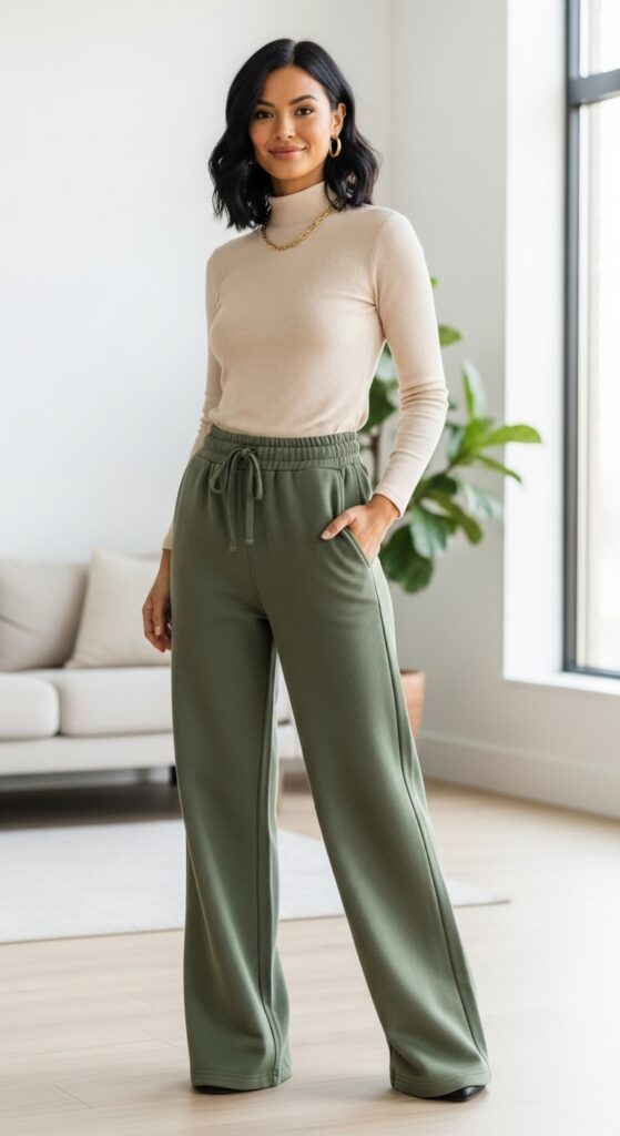 Wide-Leg French Terry Pants and Fitted Top